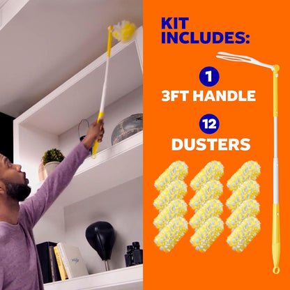 Swiffer Duster Kit with 3 ft Extendable Handle for Studio Apartment, Compact Starter Kit for Small-Space Living