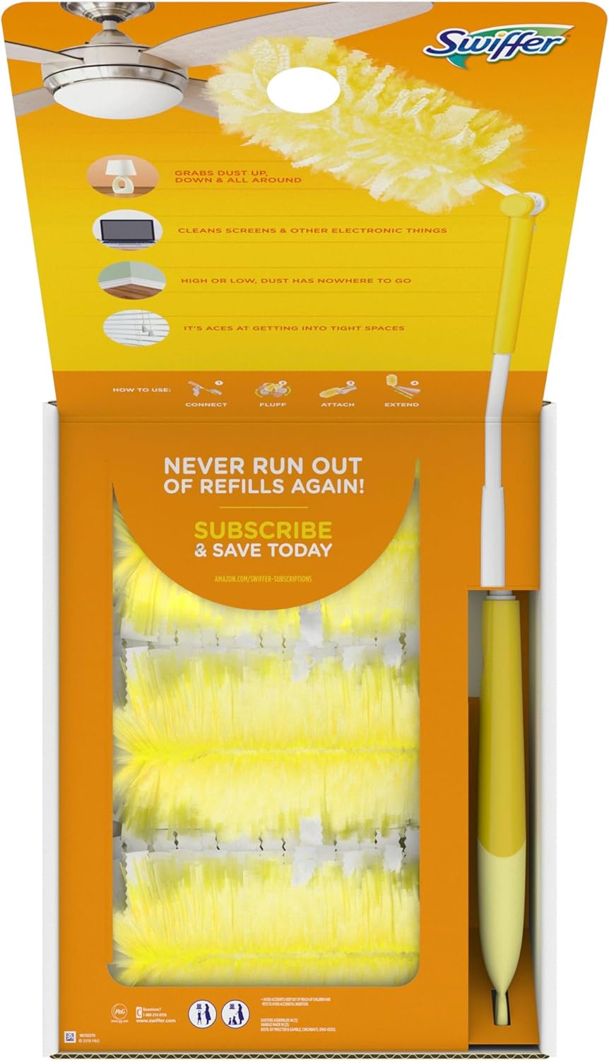 Swiffer Duster Kit with 3 ft Extendable Handle for Studio Apartment, Compact Starter Kit for Small-Space Living