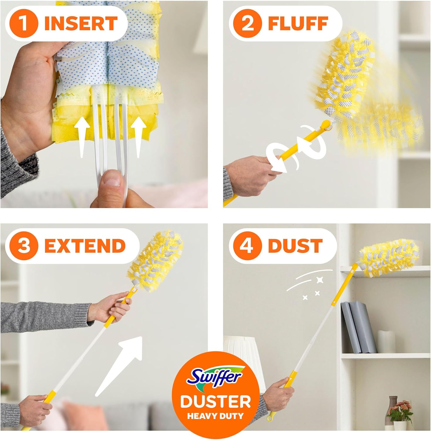 Swiffer Duster Kit with 3 ft Extendable Handle for Studio Apartment, Compact Starter Kit for Small-Space Living