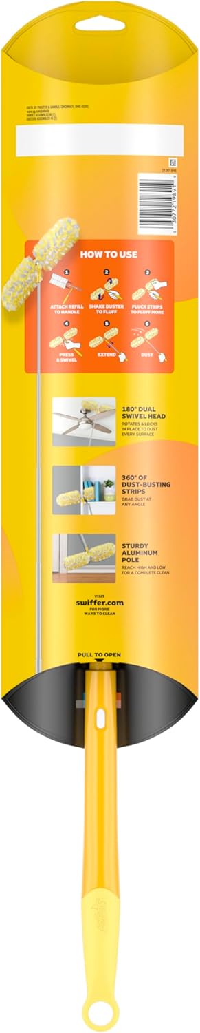 Swiffer Duster Kit with 6 ft Handle – Allergy-Friendly Dusting Tool for Bedrooms, Nurseries and Living Rooms