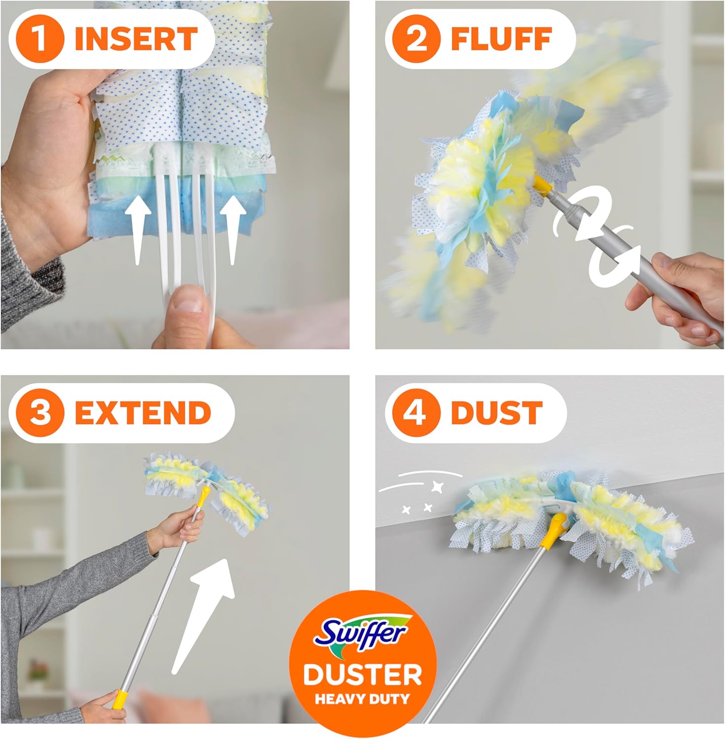 Swiffer Duster Kit with 6 ft Handle – Allergy-Friendly Dusting Tool for Bedrooms, Nurseries and Living Rooms