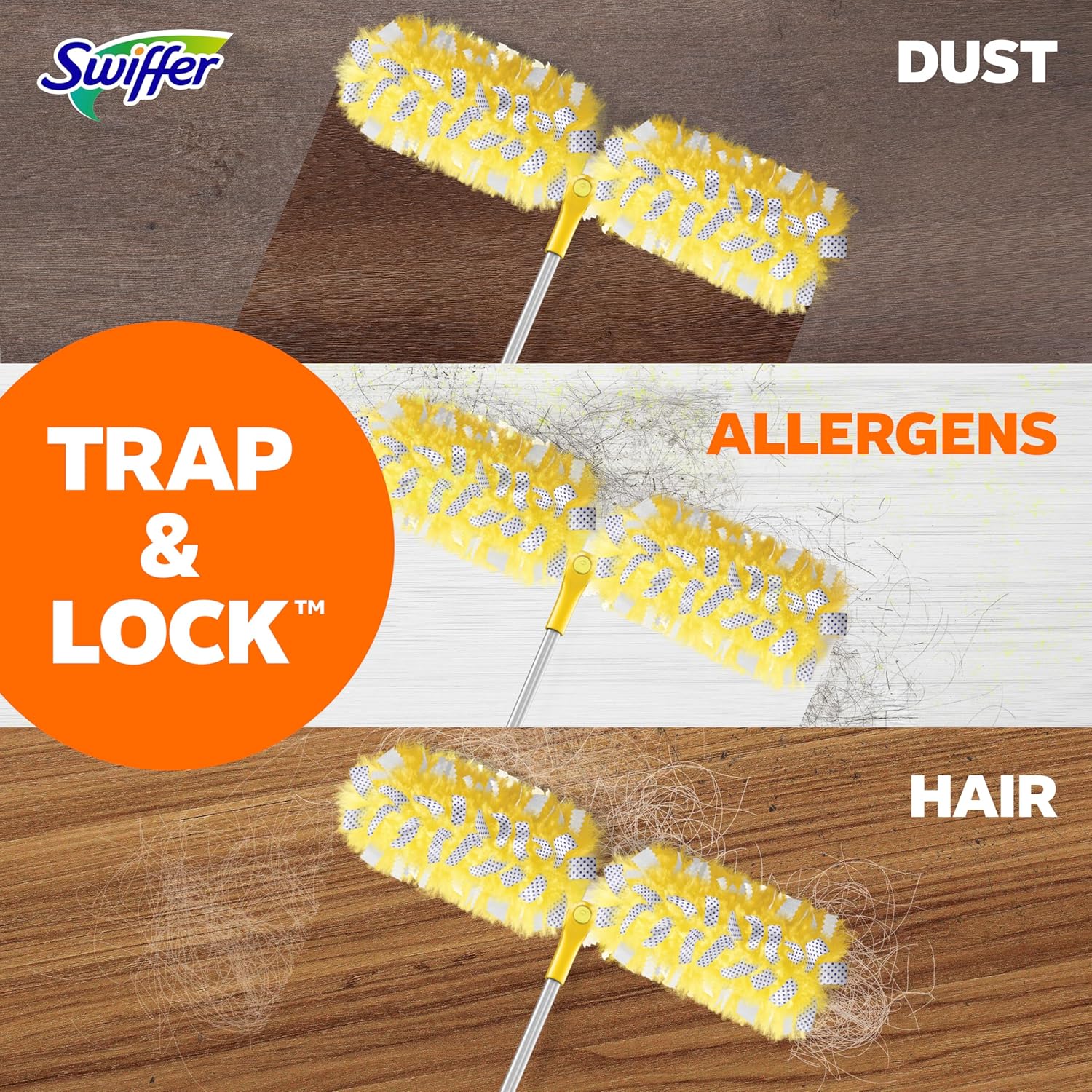 Swiffer Duster Kit with 6 ft Handle – Allergy-Friendly Dusting Tool for Bedrooms, Nurseries and Living Rooms