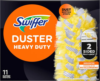 Swiffer Heavy Duty Duster Refills – Bedroom Dusting Routine for Allergy Relief and Cleaner Air, Unscented 11 ct