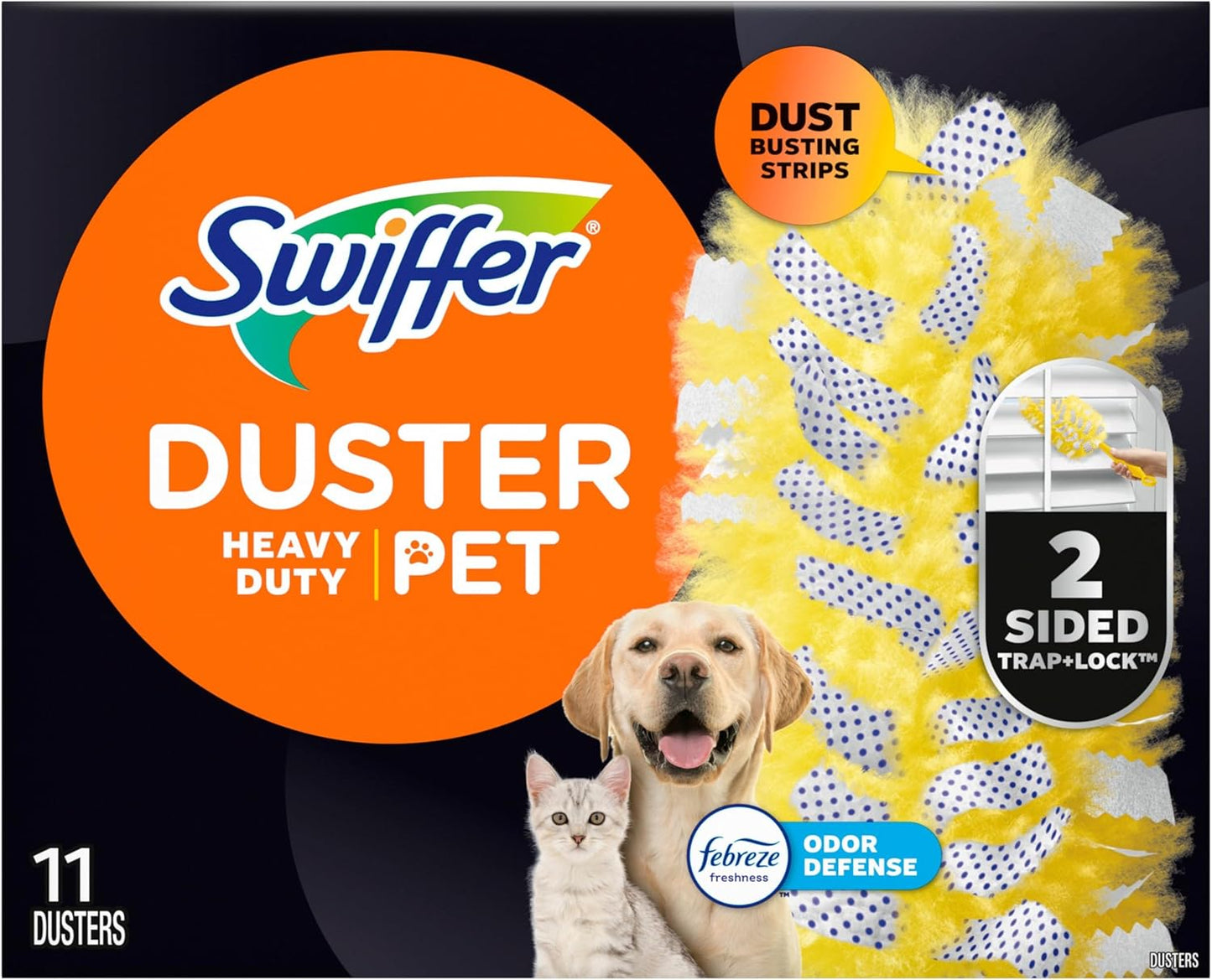 Swiffer Heavy Duty Pet Duster Refills – Bedroom & Living Room Allergen Removal for Cat and Dog Owners, Febreze Scent, 11 Count
