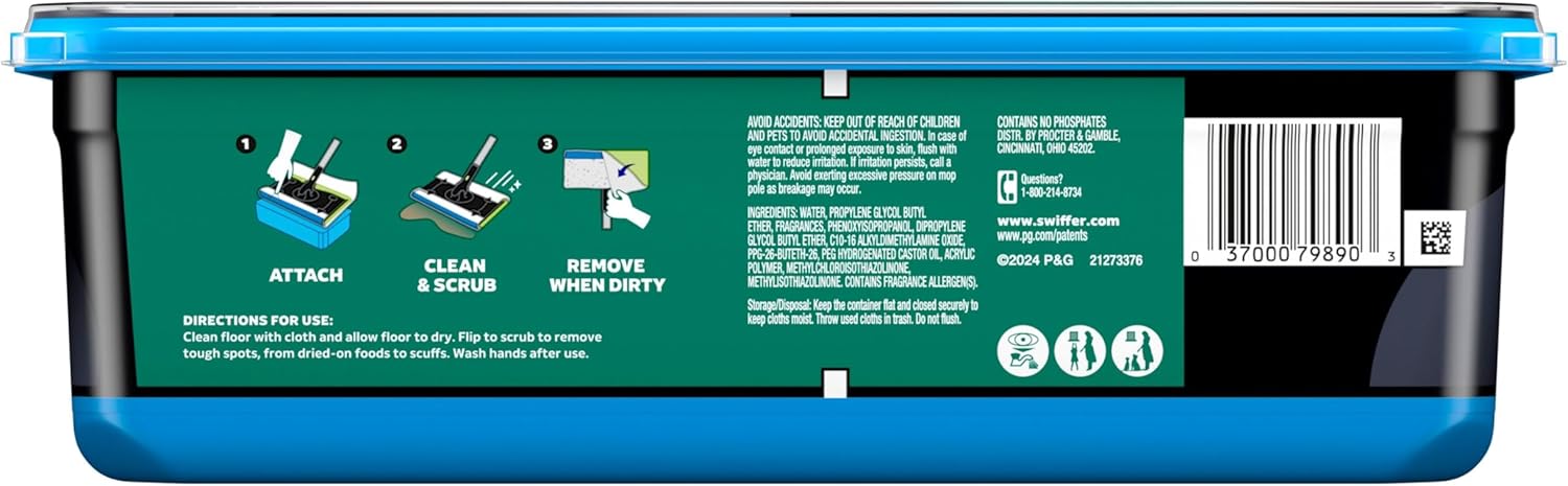 Swiffer Heavy Duty Wet Mop Cloths with Febreze – Nursery and Playroom Safe Floor Cleaning Refills, 20 Count
