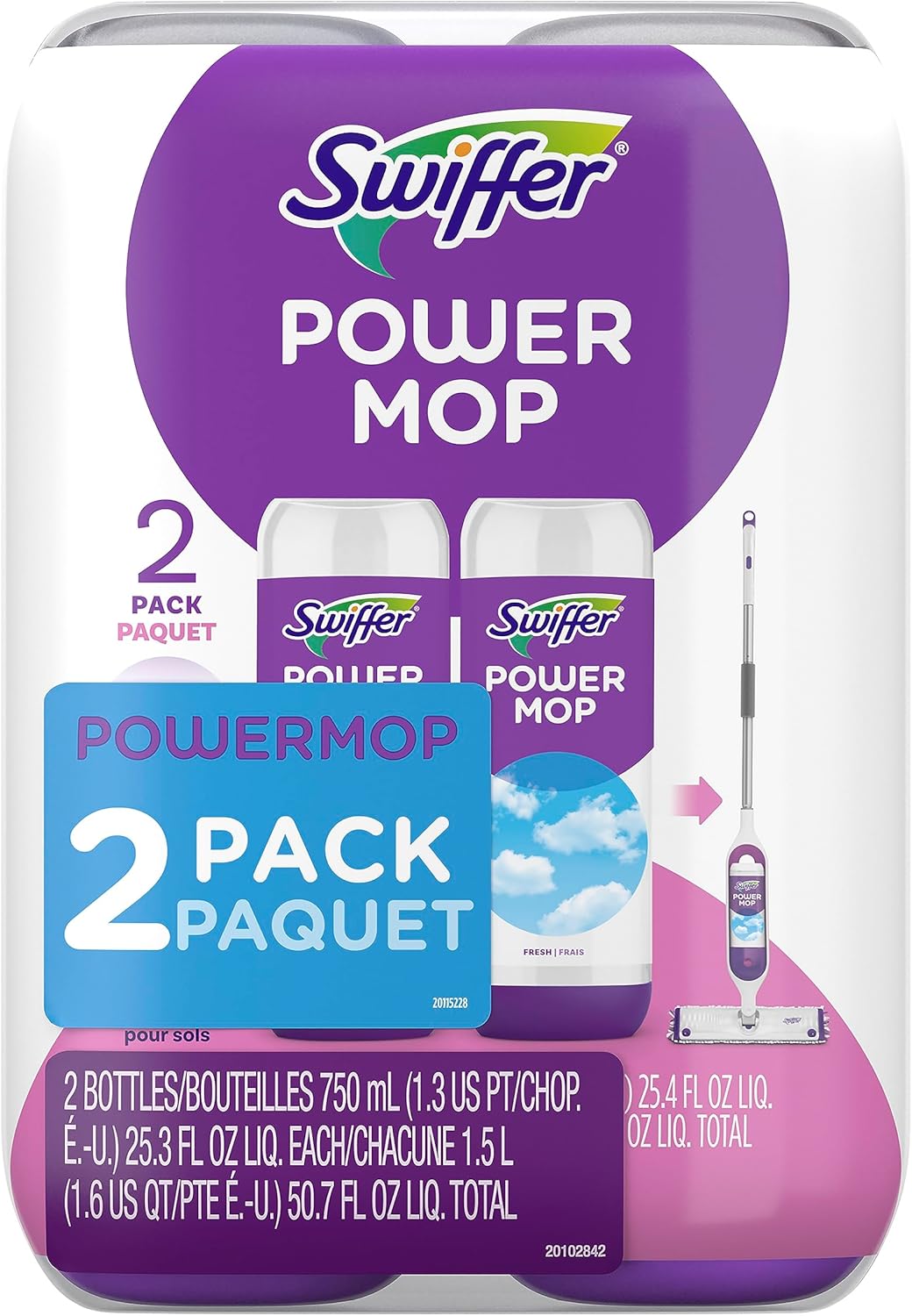 Swiffer PowerMop Floor Cleaning Solution Refills – Home Office and Study Floor Care, Fresh Scent for Focused Workdays