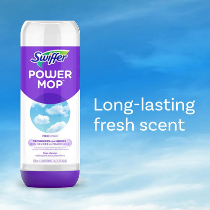 Swiffer PowerMop Floor Cleaning Solution Refills – Home Office and Study Floor Care, Fresh Scent for Focused Workdays