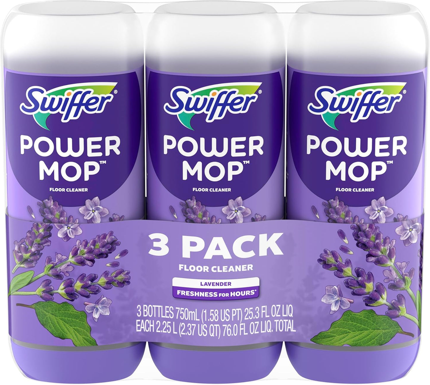 Swiffer PowerMop Lavender Floor Solution for Calming Bedtime Wind-Down Rituals, Triple Pack
