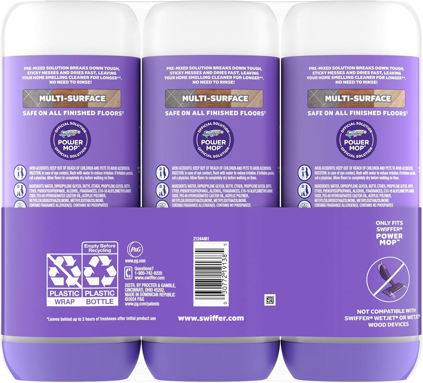 Swiffer PowerMop Lavender Floor Solution for Calming Bedtime Wind-Down Rituals, Triple Pack