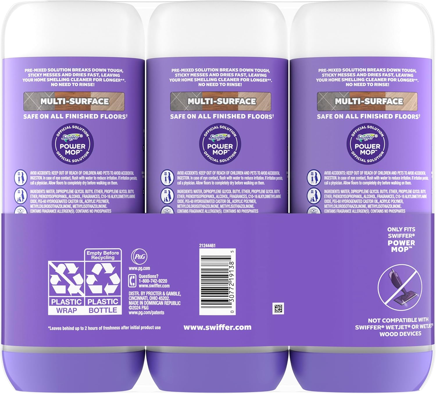 Swiffer PowerMop Lavender Floor Solution for Calming Bedtime Wind-Down Rituals, Triple Pack