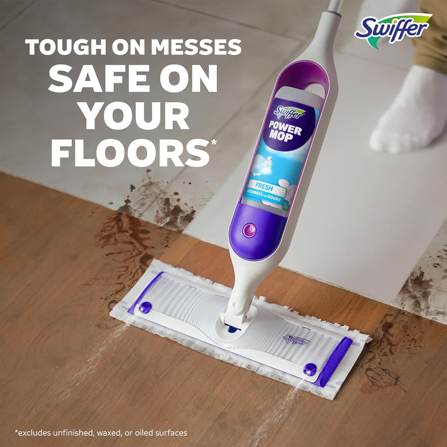 Swiffer PowerMop Multi-Surface Mop Kit for Home Office, Quick Daily Floor Refresh Between Meetings