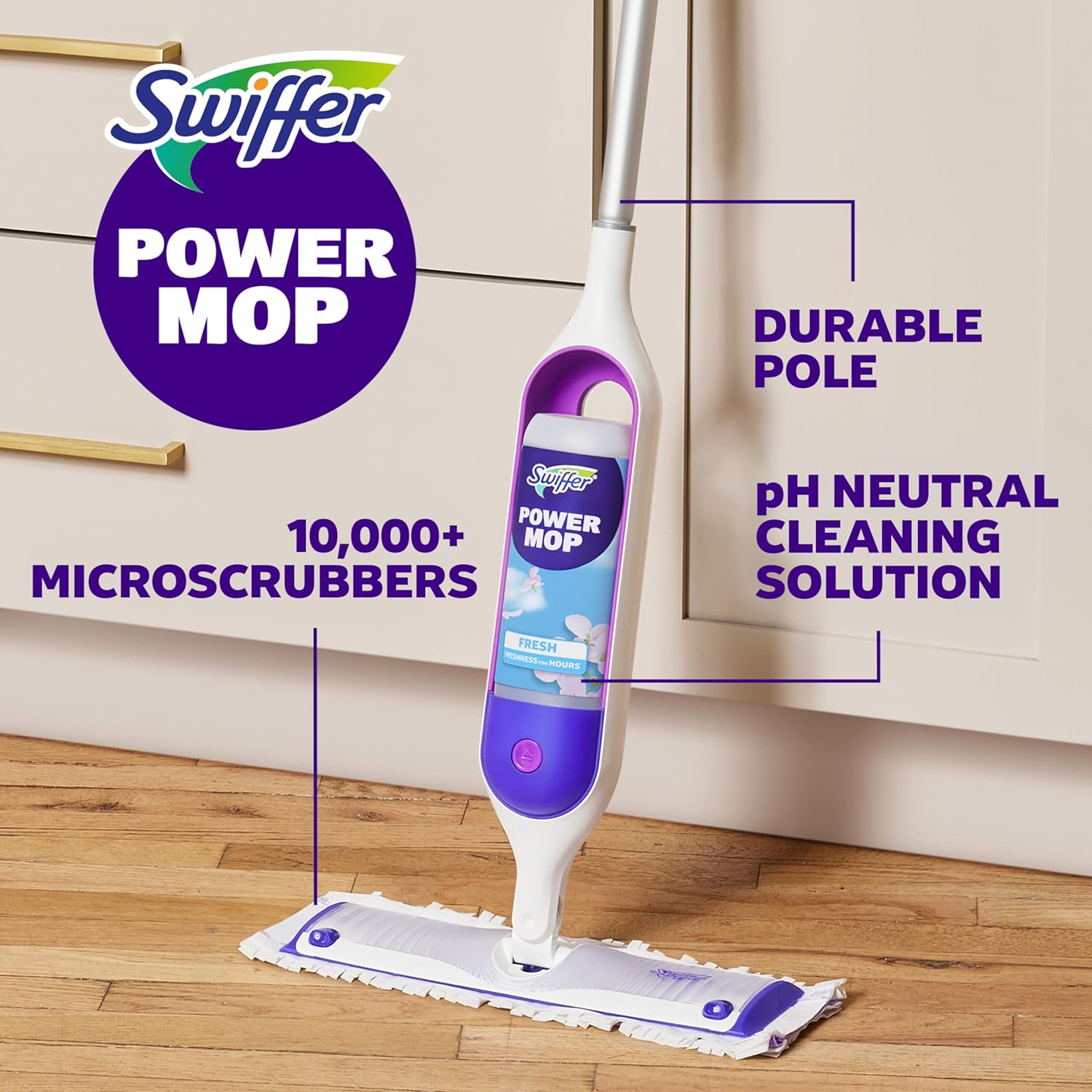 Swiffer PowerMop Multi-Surface Mop Kit for Home Office, Quick Daily Floor Refresh Between Meetings