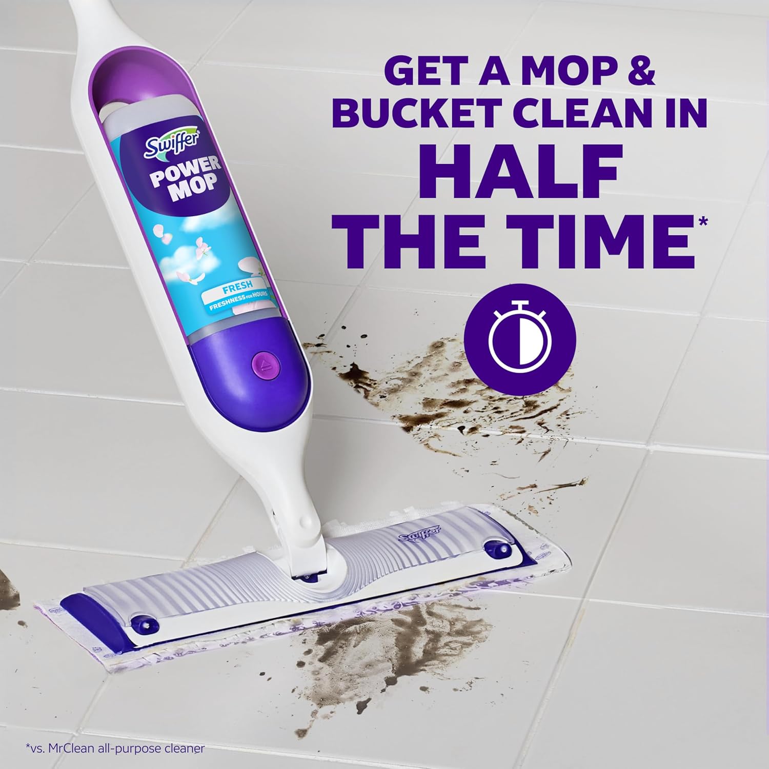 Swiffer PowerMop Multi-Surface Mop Kit for Home Office, Quick Daily Floor Refresh Between Meetings