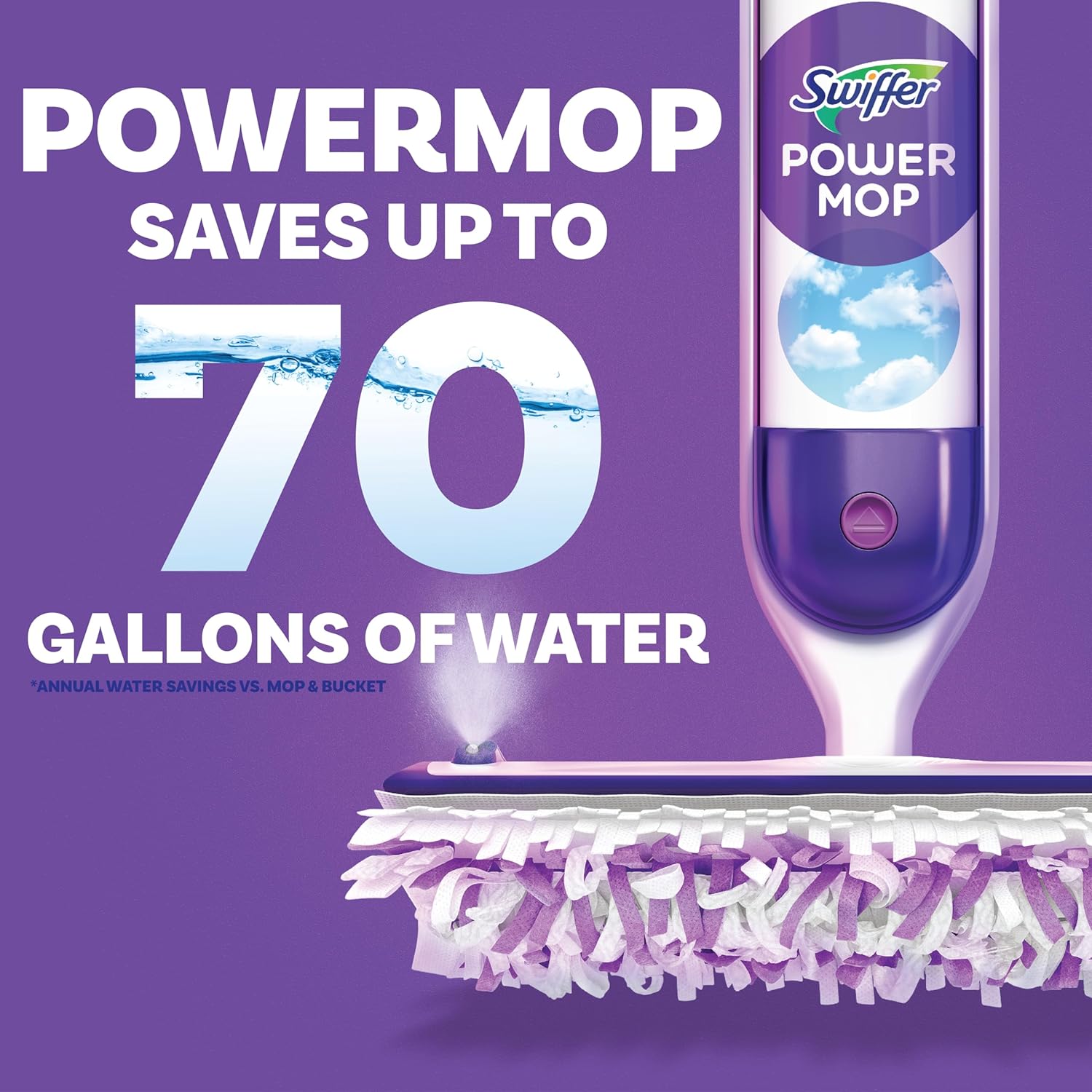 Swiffer PowerMop Wood – Home Office Floor Care for Focused Workdays, Battery-Powered Spray Mop with QuickDry Solution