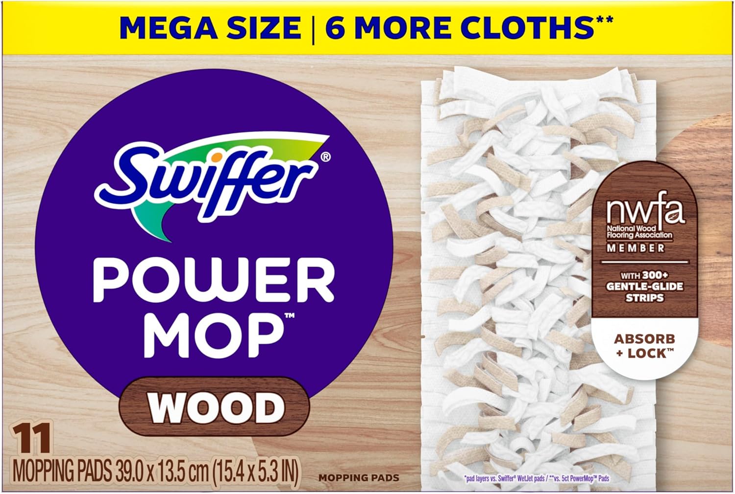 Swiffer PowerMop Wood Mop Pad Refills – Preserve the Look of Living Room and Dining Room Hardwood