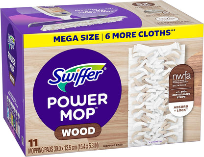Swiffer PowerMop Wood Mop Pad Refills – Preserve the Look of Living Room and Dining Room Hardwood