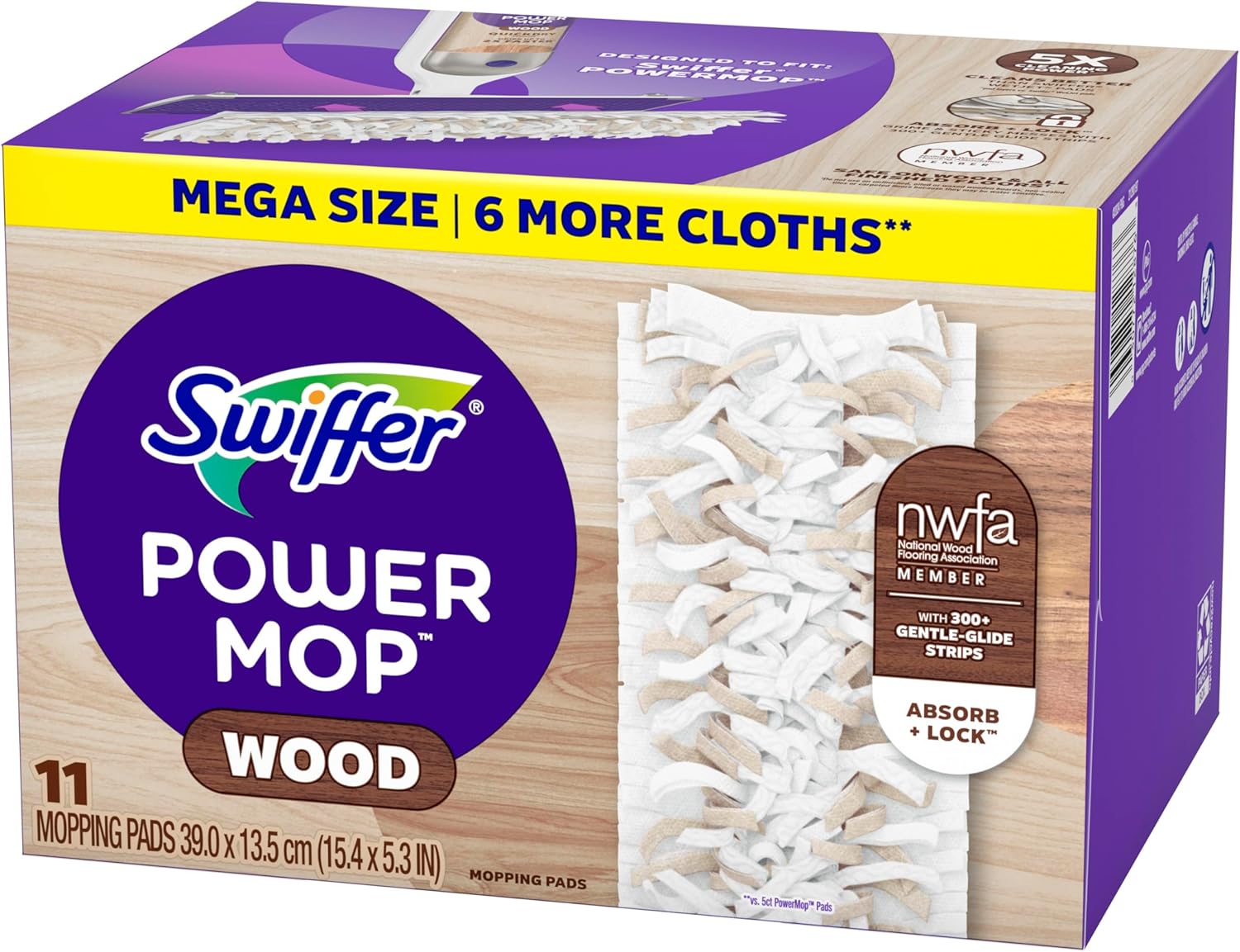 Swiffer PowerMop Wood Mop Pad Refills – Preserve the Look of Living Room and Dining Room Hardwood