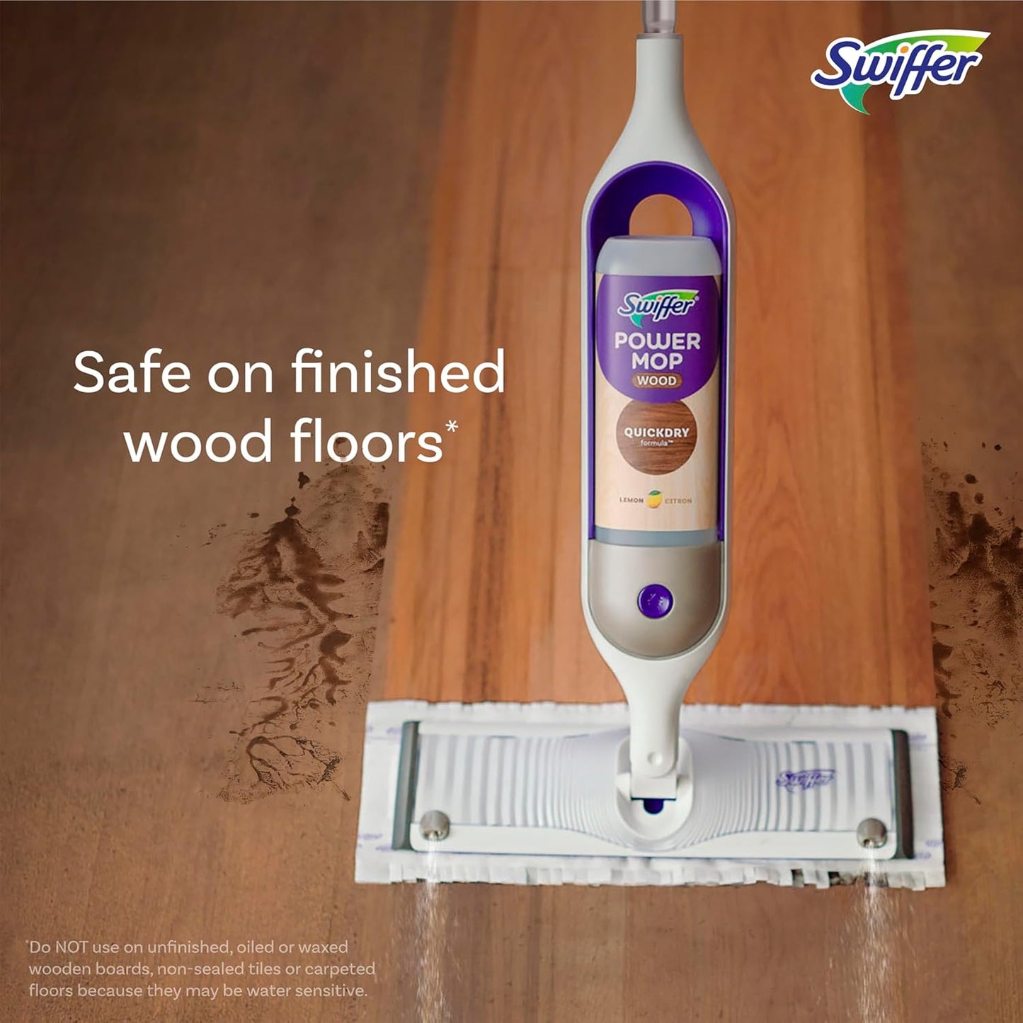 Swiffer PowerMop Wood – Streamlined Hardwood Cleaner for Intentional Living Spaces, No-Bucket Spray Mop