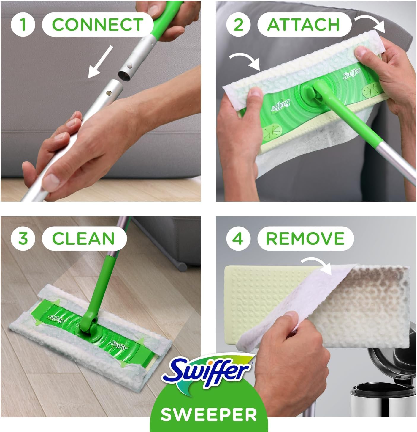 Swiffer Sweeper 2-in-1 Mop — Quick Floor Refresh for Home Office Spaces, Fast Sweep and Mop Between Work Sessions
