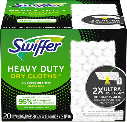 Swiffer Sweeper Heavy Duty Dry Cloth Refills for Home Office and Study Room Floor Cleaning, 20 Count