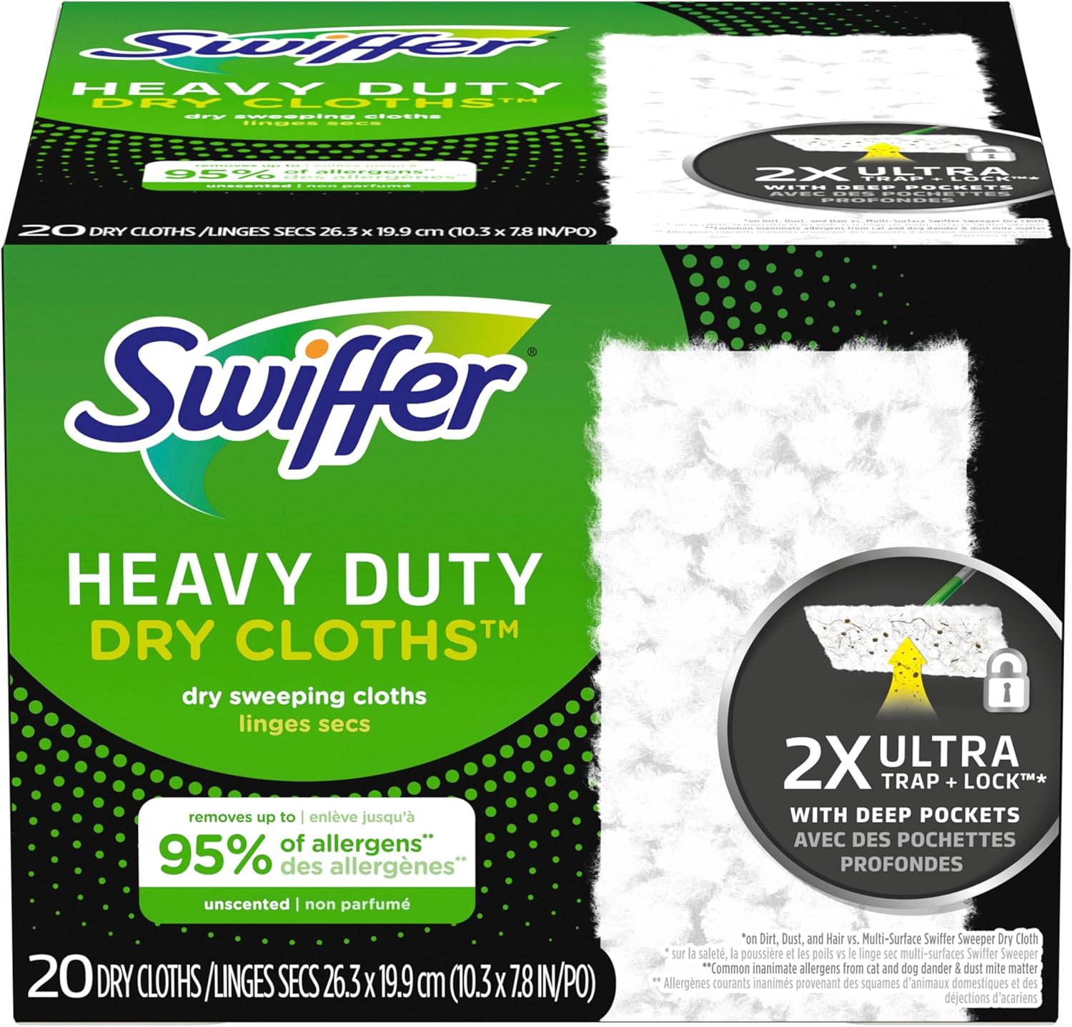 Swiffer Sweeper Heavy Duty Dry Cloths for Nursery and Playroom Floor Sweeping, Family Safe Refills, 20 Count