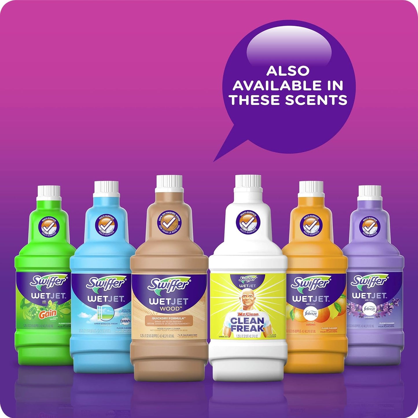 Swiffer WetJet Lavender Vanilla Floor Cleaner with Febreze – Meditation Room Scent Ritual, 1.25L Refill Pack of 2