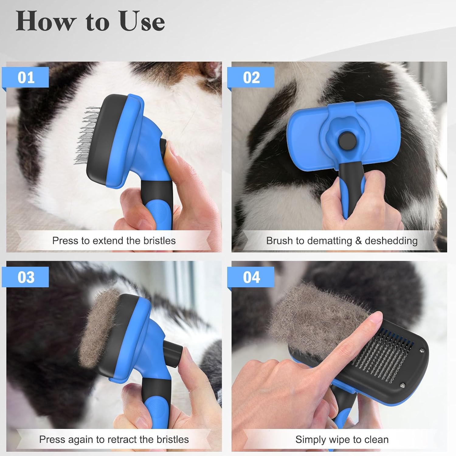 Swihauk Self Cleaning Slicker Brush - Holiday Gift for First-Time Pet Parents, Gentle Puppy and Kitten Grooming Brush, Gray