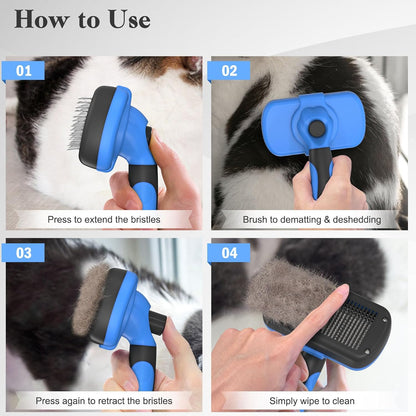 Swihauk Self Cleaning Slicker Brush - Holiday Gift for First-Time Pet Parents, Gentle Puppy and Kitten Grooming Brush, Gray