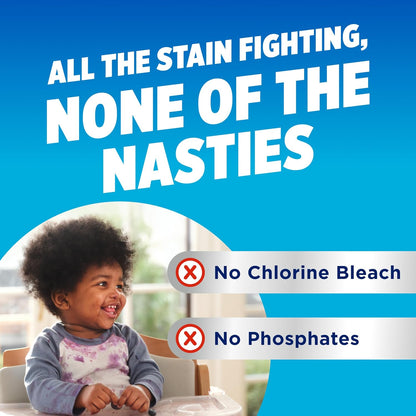 targets 15+ common stain types including berries, baby food, juice, grass, mud, oil, grease, coffee, wine, chocolate, ketchup, blood, ink, and washable paint