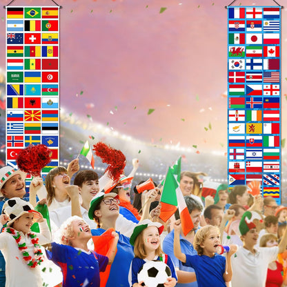Tatuo World Flags Banner Set – Child-Safe Classroom Decoration for Geography and Sports Lessons, Reusable Polyester