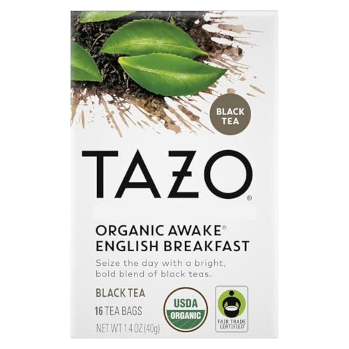 Tazo Organic Awake English Breakfast Black Tea – High Caffeine Morning Brew for Home Office Focus