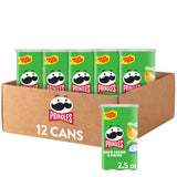 Pringles Sour Cream and Onion Chips, 2.5 oz Resealable Cans, Lunchbox-Sized Snack Pack for School Cafeteria and Playdates
