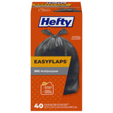 Hefty Easy Flaps Unscented 30 Gallon Bags 40 Count – Hypoallergenic Trash Bags for Allergy Sensitive Homes