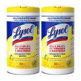 Lysol Disinfectant Wipes Multi-Surface Antibacterial Cleaning Wipes, Family-Safe Disinfecting for Kitchen Counters and Bathroom Surfaces Lemon and Lime Blossom 80 Count (Pack of 2)