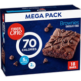 Fiber One Chocolate Fudge Brownies, 70 Calorie Desk Snack Bars for Home Office Focus Breaks, 18 Count