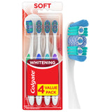 Colgate 360 Optic White Whitening Toothbrush, Soft Bristle Brush with Whitening Cups 4-Pack, Thoughtful Stocking Stuffer for Her and Him
