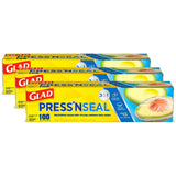 Glad Press'N Seal Plastic Wrap – Odor-Containment Sealing Roll for Family Kitchens, BPA-Free Food-Grade Film for Leftovers