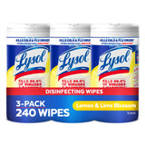 Lysol Disinfectant Wipes, Multi-Surface Antibacterial Cleaning Wipes, Lemon and Lime Blossom, 80 Count (Pack of 3) for Classrooms and Kids' Spaces