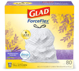 Glad ForceFlex Trash Bags – Leak-Proof Garment for Busy Pantry and Mudroom Use, 13 Gal