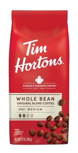 Tim Hortons Whole Bean Original Medium Roast Coffee – Canadian-Themed Birthday Gift for Her, 12 oz Bag