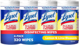 Lysol Disinfectant Wipes, Multi-Surface Antibacterial Cleaning Wipes, For Mindful Home Wellness Routines, Lemon and Lime Blossom, 4-Pack