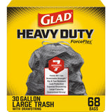 Glad ForceFlex 30 Gallon Trash Bags, Large Capacity Unscented Bags for Workshop and Small Business Waste, 50 Count