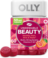 OLLY Undeniable Beauty Gummy – Morning Wellness Routine Supplement for Radiant Hair Skin and Nails, Grapefruit