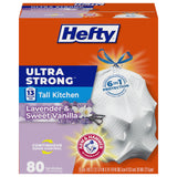 Hefty Ultra Strong Tall Kitchen Garbage Bags 13 Gallon, Lavender Vanilla Scented Drawstring Liners for Kid-Friendly Home Pantries