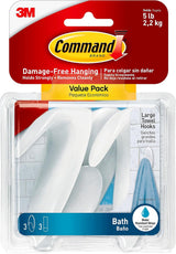 Command Bath Large Towel Hook Value Pack – Invisible Clear Towel Hooks for Clutter-Free Bathroom Walls