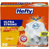 Hefty Ultra Strong 20 Gallon XL Tall Trash Bags, 80 Count, Kid-Sized Cleanup Ready with Break-Resistant Drawstring Closure