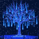 Aukora Waterproof Meteor Shower Falling Rain Lights 12 Inch Tube String for Backyard, Garden, and Open Air Gatherings