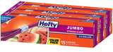 Hefty Slider 2.5 Gallon Storage Bags – Water-Resistant Packing for Camping and Road Trips