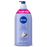 NIVEA Shea Nourish Body Lotion with Hyaluronic Acid – Practical Gift Set Staple for Women and Men, 33.8 Fl Oz Pump