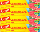 Glad Cling N Seal Plastic Wrap – Mindful Meal Prep Wrap for the Clean-Eating Household, Microwave-Safe and Toxin-Free